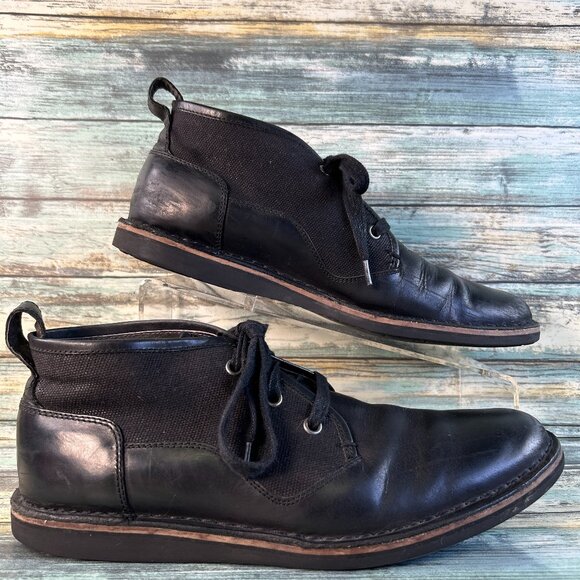 John Varvatos Chukka Boot Mens Size 8M Black Leather Canvas Lace Up Casual Dress main image 12